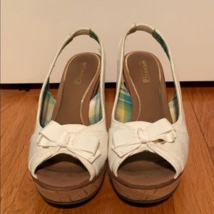 White Peeptoe Sperry Heels Size 8.5